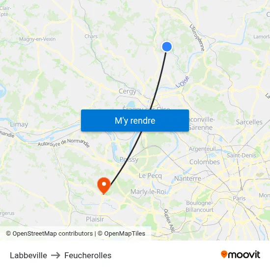 Labbeville to Feucherolles map