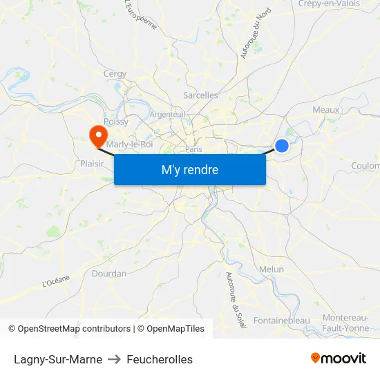 Lagny-Sur-Marne to Feucherolles map