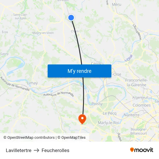 Lavilletertre to Feucherolles map