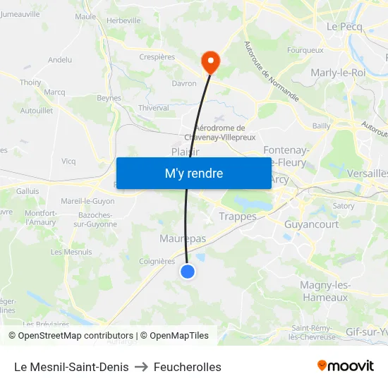 Le Mesnil-Saint-Denis to Feucherolles map