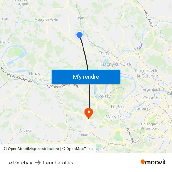 Le Perchay to Feucherolles map