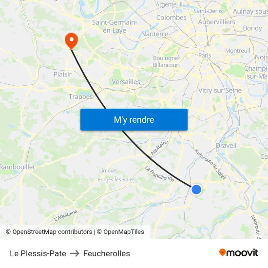 Le Plessis-Pate to Feucherolles map