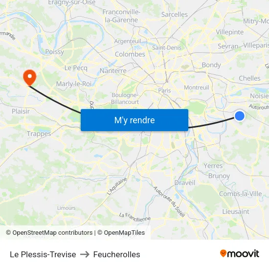 Le Plessis-Trevise to Feucherolles map