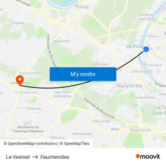 Le Vesinet to Feucherolles map
