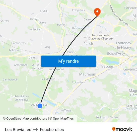 Les Breviaires to Feucherolles map