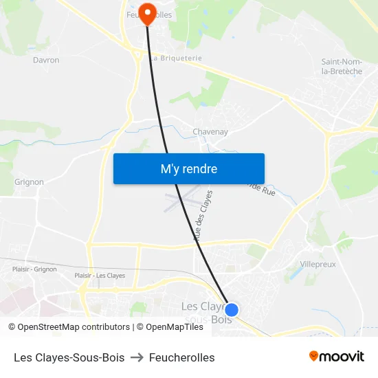 Les Clayes-Sous-Bois to Feucherolles map