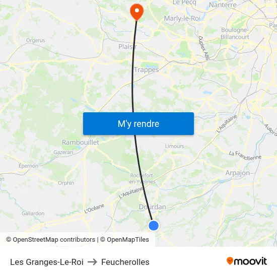 Les Granges-Le-Roi to Feucherolles map