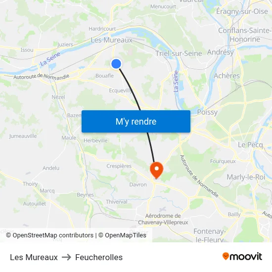 Les Mureaux to Feucherolles map
