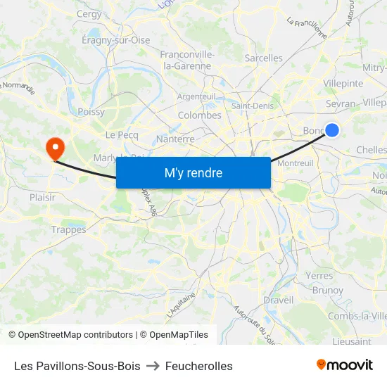 Les Pavillons-Sous-Bois to Feucherolles map