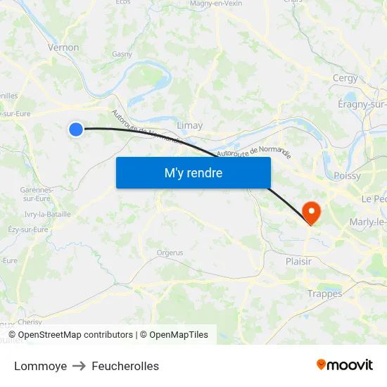 Lommoye to Feucherolles map