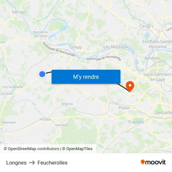 Longnes to Feucherolles map