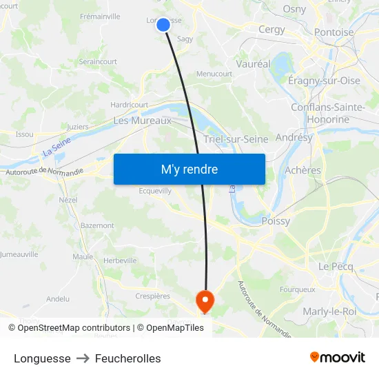 Longuesse to Feucherolles map