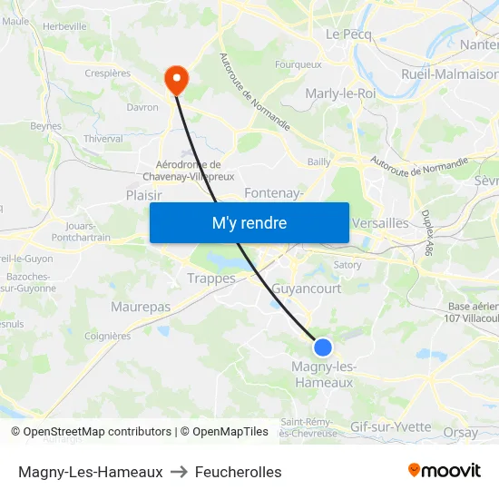 Magny-Les-Hameaux to Feucherolles map