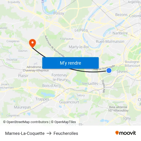 Marnes-La-Coquette to Feucherolles map