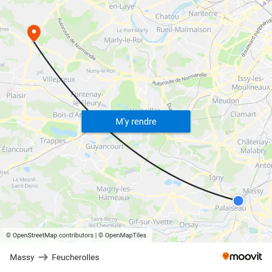 Massy to Feucherolles map