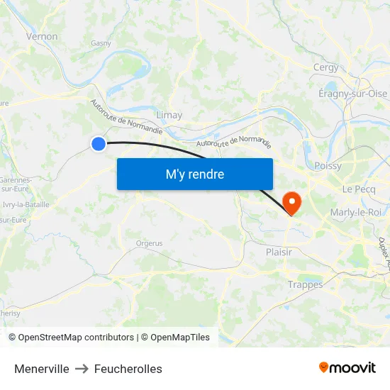 Menerville to Feucherolles map