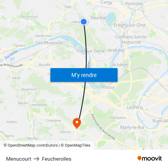 Menucourt to Feucherolles map