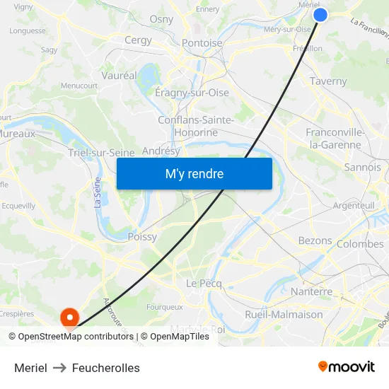 Meriel to Feucherolles map