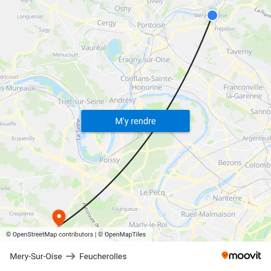 Mery-Sur-Oise to Feucherolles map