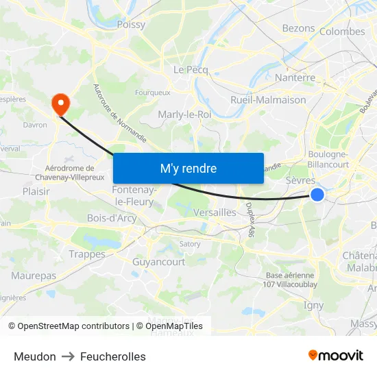 Meudon to Feucherolles map