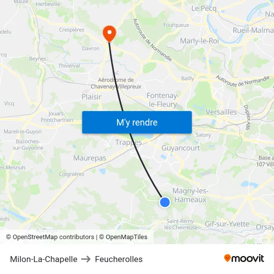 Milon-La-Chapelle to Feucherolles map