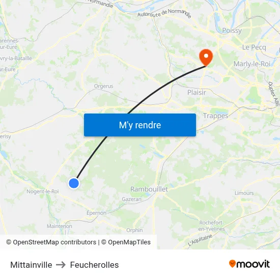 Mittainville to Feucherolles map