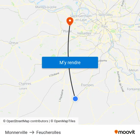 Monnerville to Feucherolles map