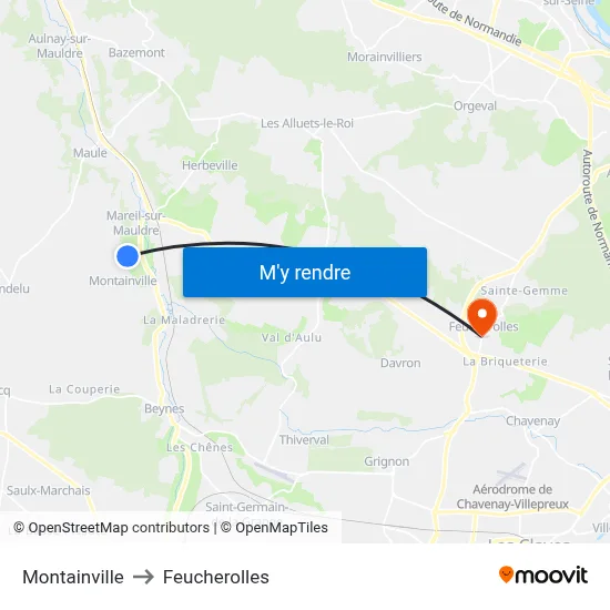 Montainville to Feucherolles map