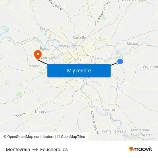 Montevrain to Feucherolles map