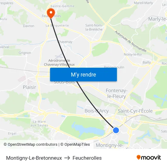 Montigny-Le-Bretonneux to Feucherolles map