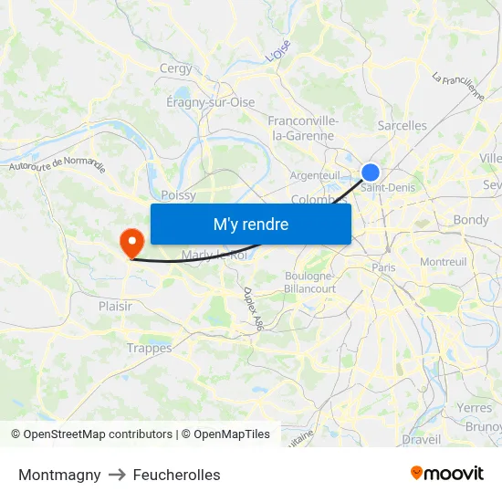 Montmagny to Feucherolles map