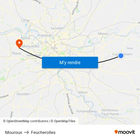 Mouroux to Feucherolles map