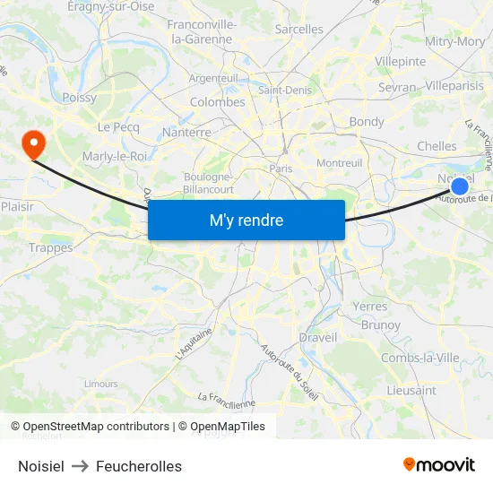 Noisiel to Feucherolles map