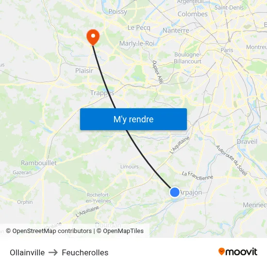 Ollainville to Feucherolles map