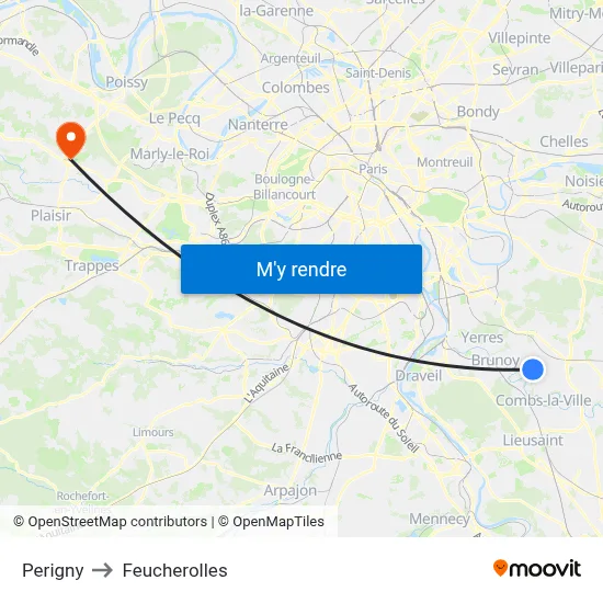 Perigny to Feucherolles map