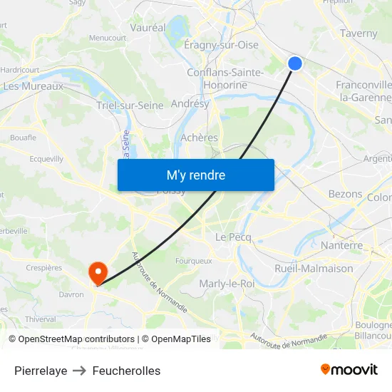 Pierrelaye to Feucherolles map