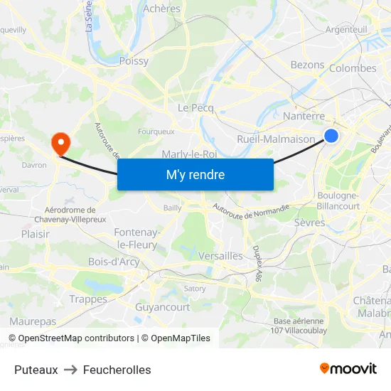 Puteaux to Feucherolles map