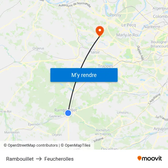 Rambouillet to Feucherolles map