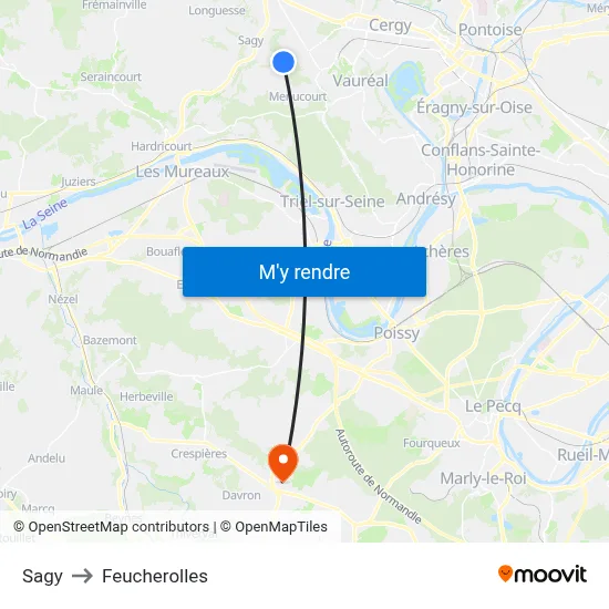 Sagy to Feucherolles map