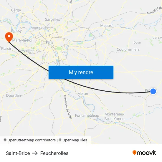 Saint-Brice to Feucherolles map