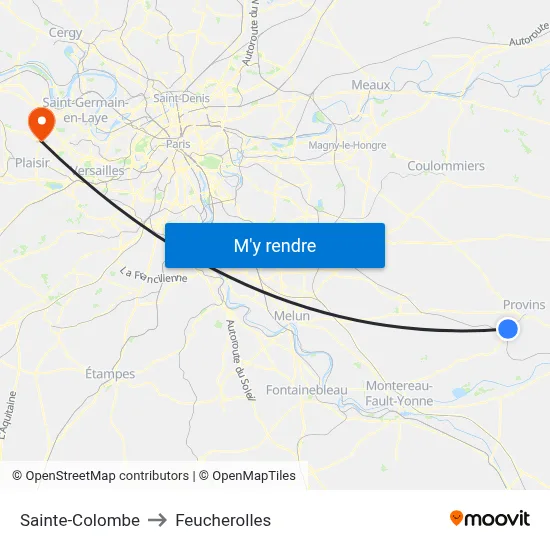 Sainte-Colombe to Feucherolles map