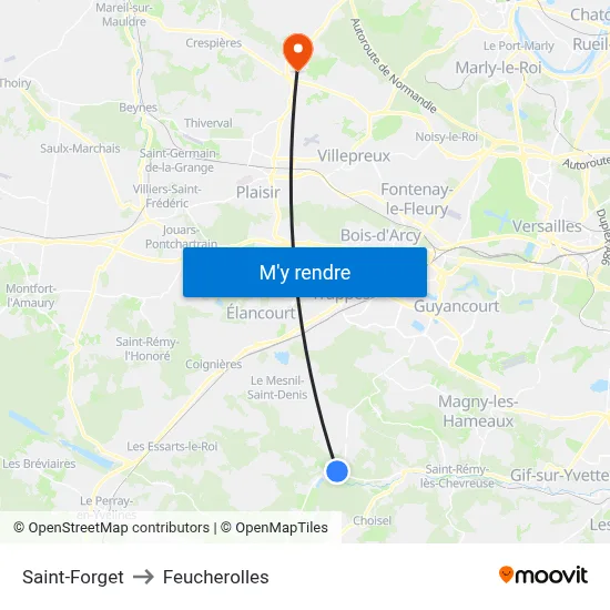 Saint-Forget to Feucherolles map