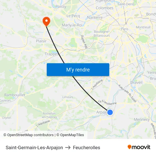 Saint-Germain-Les-Arpajon to Feucherolles map