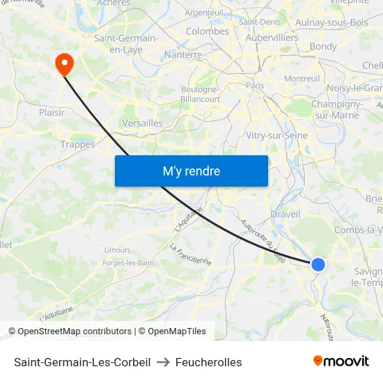 Saint-Germain-Les-Corbeil to Feucherolles map