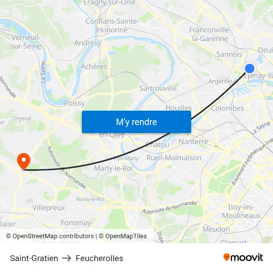 Saint-Gratien to Feucherolles map