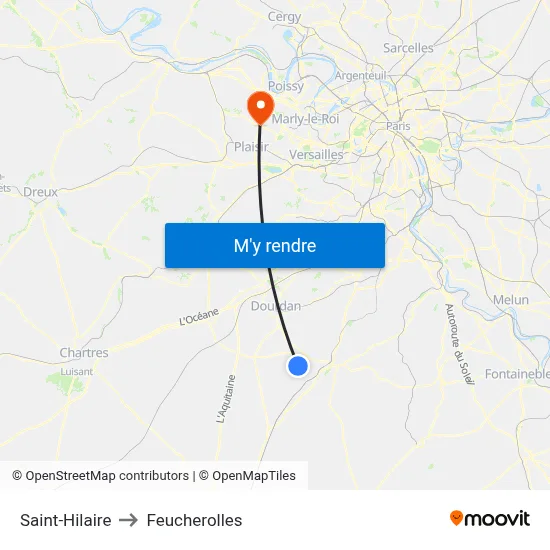 Saint-Hilaire to Feucherolles map