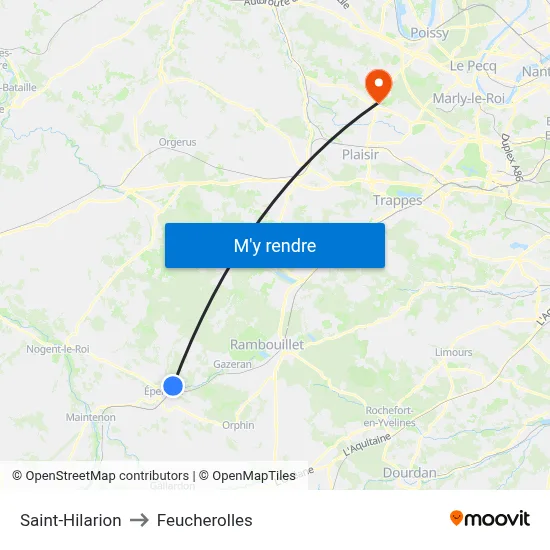 Saint-Hilarion to Feucherolles map