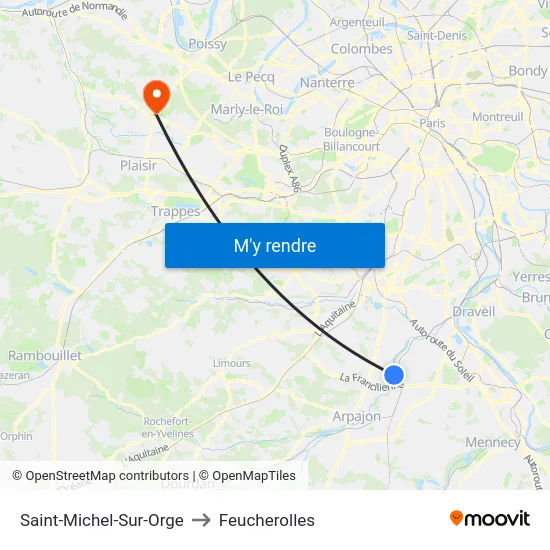 Saint-Michel-Sur-Orge to Feucherolles map