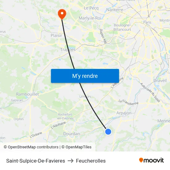Saint-Sulpice-De-Favieres to Feucherolles map