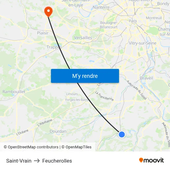 Saint-Vrain to Feucherolles map